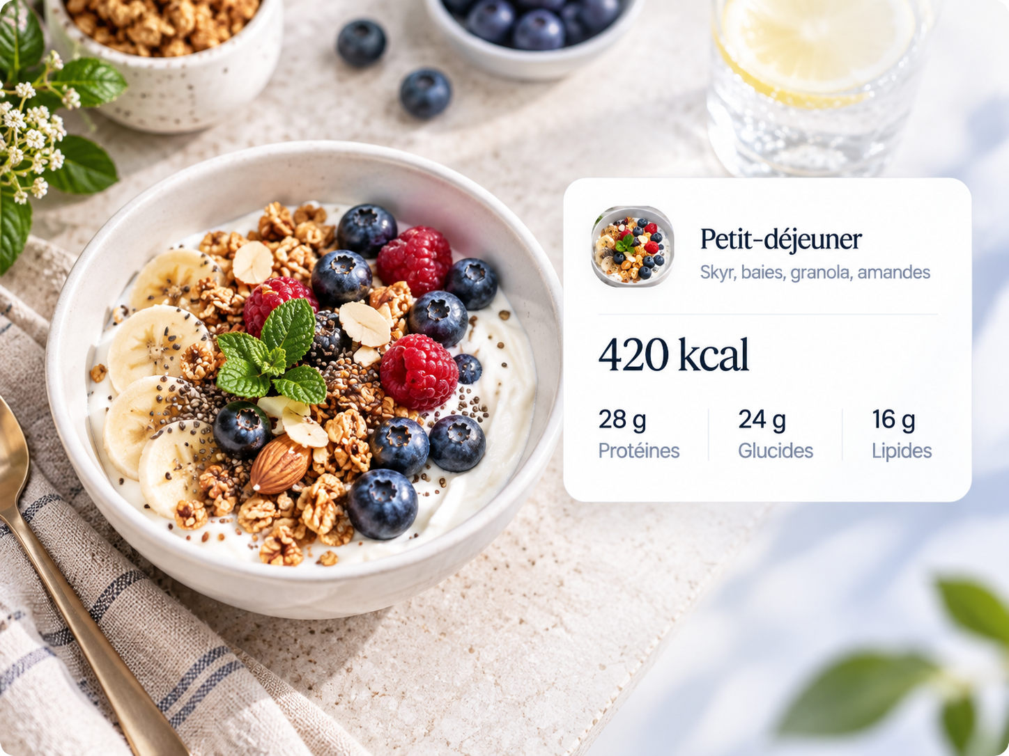 Repas enregistré dans Medvy avec ses apports estimés